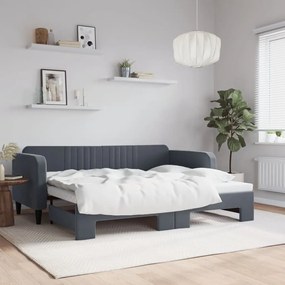 vidaXL Pat de zi cu extensie, gri închis, 90x200 cm, catifea