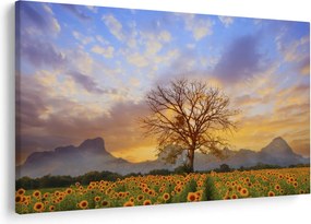 Tablou - Peisaj cu floarea soarelui (90x60 cm)
