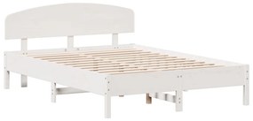 3207210 vidaXL Cadru de pat cu tăblie, alb, 140x200 cm, lemn masiv de pin