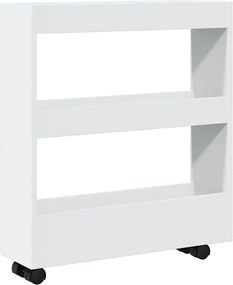 vidaXL Cărucior de depozitare îngust cu 3 niveluri, alb, lemn stratificat