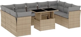 vidaXL Set canapele de grădină cu perne, 10 piese, bej, poliratan