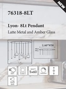 Lustra cu 8 pendule mixte Lyon