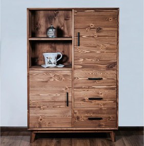 Dulăpior lemn masiv Timeless 3 Sertare 2 Uși + Nișă, 100 × 45 × 150 cm