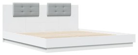 3209898 vidaXL Cadru de pat cu tăblie, alb, 180x200 cm, lemn prelucrat