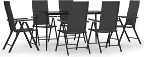 vidaXL Set mobilier de grădină, 7 piese, negru, poliratan