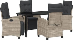 vidaXL Set de masă pentru grădină cu pernă 5 pcs Gri deschis poliratan