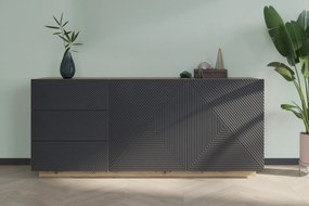 Comodă Asha 167 cm cu două uși și sertare - artisan / rivier stone mat