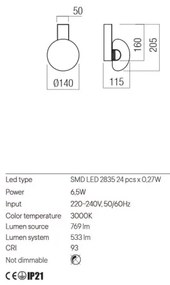 Aplică LED Redo 01-3240 SINCLAIR LED/6,5W/230V CRI 93 IP21 negru