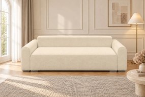 Canapea extensibilă Fiorella din boucle, crem, cu ladă de depozitare