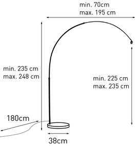 Lampa arcadă modernă neagră cu bază din marmură - XXL