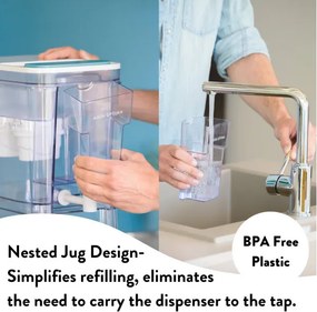Dozator cu filtrare apa Aqua Optima Perfect Pour WD1003, 8,2 l, Filtrare in 5 etape, Fara BPA, Evolve+, Alb/Transparent