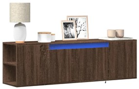 vidaXL Comodă TV de perete cu lumini LED, stejar maro, 135x31x39,5 cm