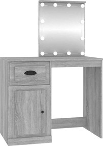 vidaXL Masă de toaletă cu LED, gri sonoma 90x50x132,5 cm lemn compozit