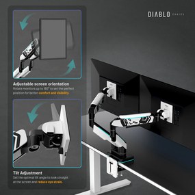 Suport dublu pentru monitoare de 49 de inchi, alb-negru X-Arm Dual RGB