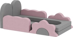 AIYAPLAY Set de 12 blocuri din spumă pentru cățărat, construit, târât, saltele de joacă pentru interior cu husă din catifea côtelată, Gri+Roz | Aosom Romania