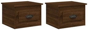 816391 vidaXL Noptiere de perete, 2 buc., stejar maro, 41,5x36x28 cm