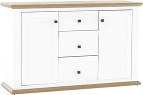 Comoda LEON MZ11, DTD laminat, alb/stejar grand, 140x45x87 cm