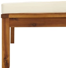Set mobilier gradina cu perne crem, 10 piese, lemn masiv acacia Crem, 5x colt + 3x mijloc + suport pentru picioare + masa, 1