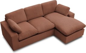 Colțar portocaliu cu tapițerie din catifea reiată Belair – Bobochic Paris