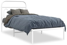 377158 vidaXL Cadru de pat metalic cu tăblie, alb, 90x190 cm
