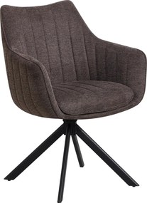 Scaun rotativ ASTON, maro/negru, stofa/metal, 61x44x86 cm