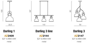 Lustra design industrial DARLING 3 line negru
