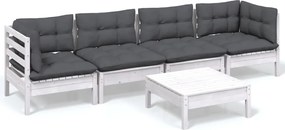 vidaXL Set mobilier de grădină cu perne, 5 piese, lemn masiv de pin