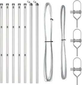 vidaXL Stâlp de gard. 7 pcs Argintiu Oțel