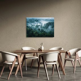 Tablou pe sticlă - Pădure în Ceață (70x50 cm)