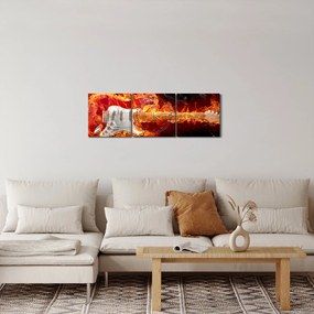 Tablou - Gtara în flăcări (cu ceas) (90x30 cm)