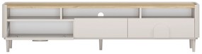 Comodă TV Amilio 200 cm cu sertare - cashmere / stejar uleiat / mânere cashmere