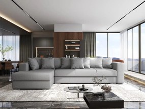 Colțar extensibil dumonde cu ladă de depozitare si sezut confortabil din spuma high-density, Gloria Enjoy Grey 320x183 cm