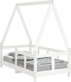 vidaXL Cadru de pat pentru copii, alb, 70x140 cm, lemn masiv de pin