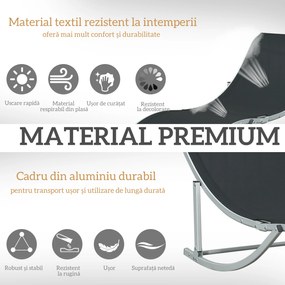 Outsunny Set 2 sezlonguri de Gradina Pliabile, sezlong pentru Plaja din Aluminiu si Textilen, 61x165x63 cm | Aosom Romania