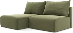 Colțar verde extensibil/cu spațiu de depozitare cu tapițerie din catifea (cu colț pe partea stângă/cu șezlong) Kalena – Makamii