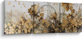 Tablou - pictură abstractă florală (cu ceas) (90x30 cm)
