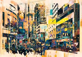 Fototapet - Oraș pictat, abstract (147x102 cm)