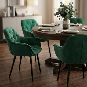 Fotoliu pentru cafenea din catifea si picioare metalice BUC 257 verde