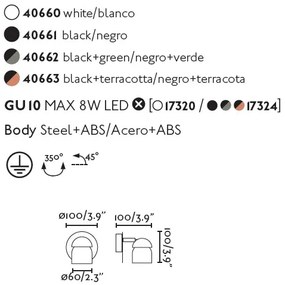 Aplica cu spot directionabil design minimalist COCO neagru/teracota