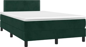 vidaXL Pat box spring cu saltea, verde închis, 120x190 cm, catifea