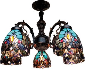 BRILAGI - Tiffany lustra aplicată cu vitralii CORAL 5xE27/60W/230V Ø 60 cm