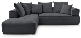 Colțar gri închis cu tapițerie din chenille (cu colț pe partea stângă/în formă de ”L”) Whesley – Bobochic Paris