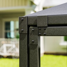 Outsunny Pavilion de Grădină Extensibil Până cu 2 Roți cu Frână, 560x295x275 cm, Gri Închis | Aosom Romania