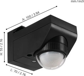 Eglo 97467 - Senzor exterior de mișcare și de crepuscul DETECT ME 4 12 m negru IP44