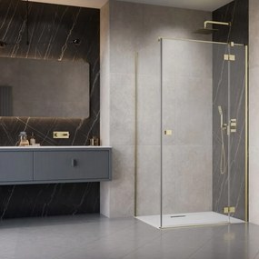Cabina de dus dreptunghiulara cu usa batanta Radaway Essenza KDJ 100x120 cm finisaj auriu periat-transparent dreapta