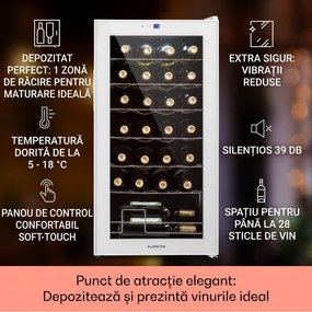 Klarstein Shiraz 28 Uno, frigider pentru vin, 74 litri, 28 sticle, panou de control tactil, 5-18°C