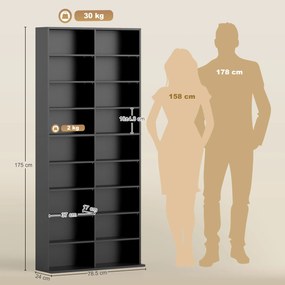 HOMCOM Raft pentru CD-uri cu 14 Rafturi Reglabile pentru 640 CD-uri/360 DVD-uri Negru | Aosom Romania