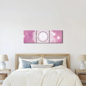 Tablou - Mandala pe fundal roz (cu ceas) (90x30 cm)