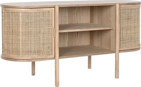 Comoda TV natur , din lemn de cauciuc si rattan „Rustic Elegance”