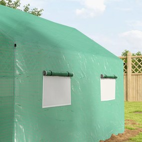 Outsunny Sera de gradina tunnel 2 x 3m, 6m² cu usa rulanta, 4 ferestre, - Otel galvanizat PE inalta densitate Verde | Aosom Romania